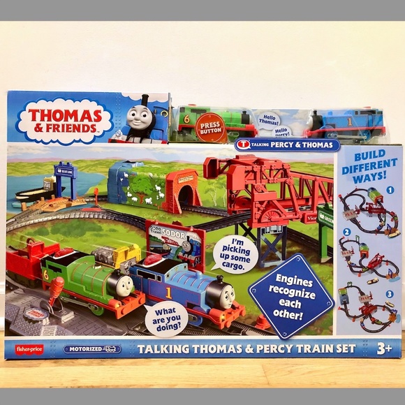 Talking Thomas & Percy Train Set, Motorized Train and Track 42 Pieces New In Box - Picture 3 of 17